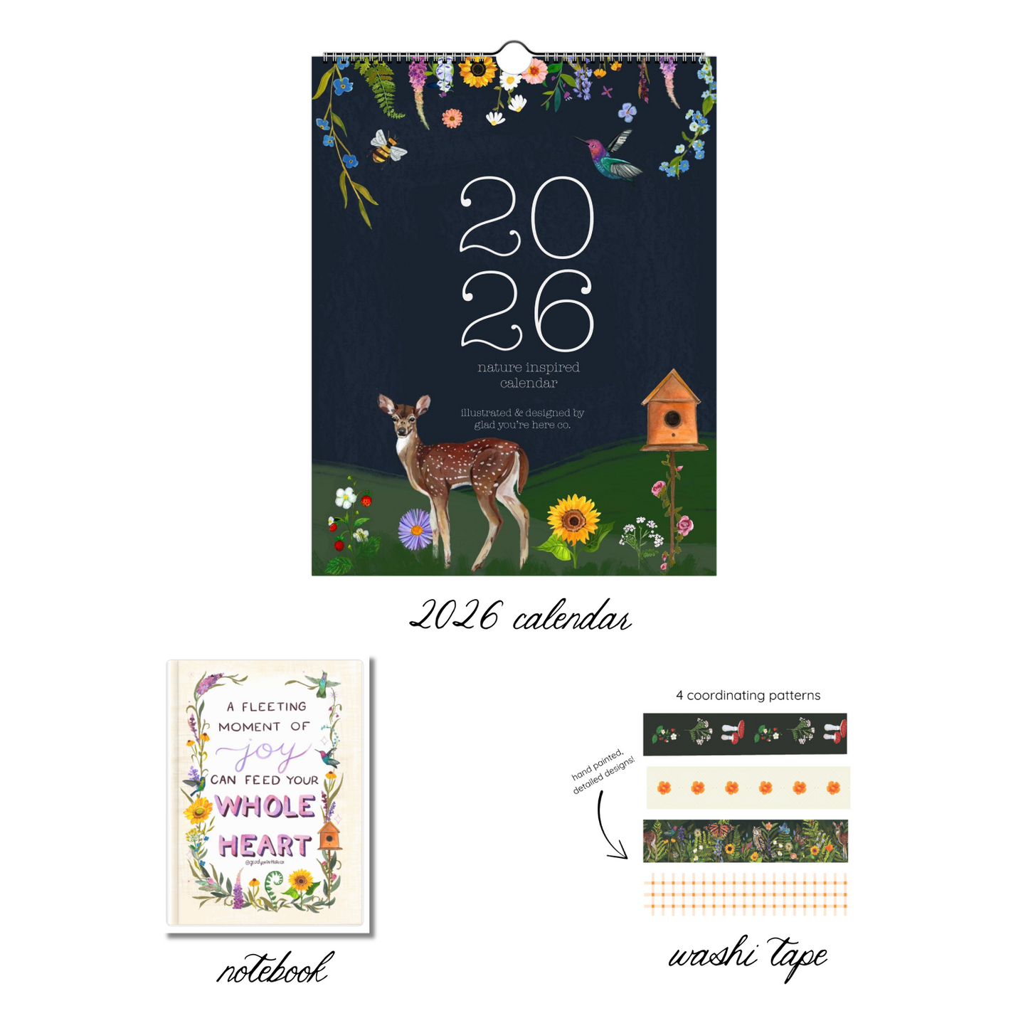 Seasons in Bloom Gift Set – 2026 Calendar + Nature-Inspired Stationery Bundle