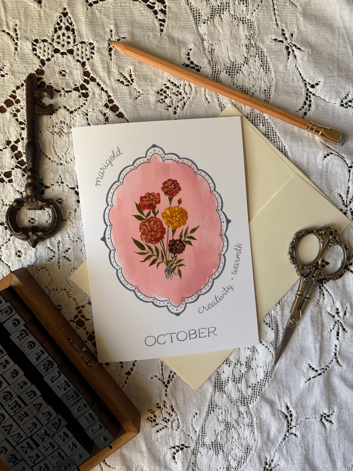 October Birth Month Flower Greeting Card