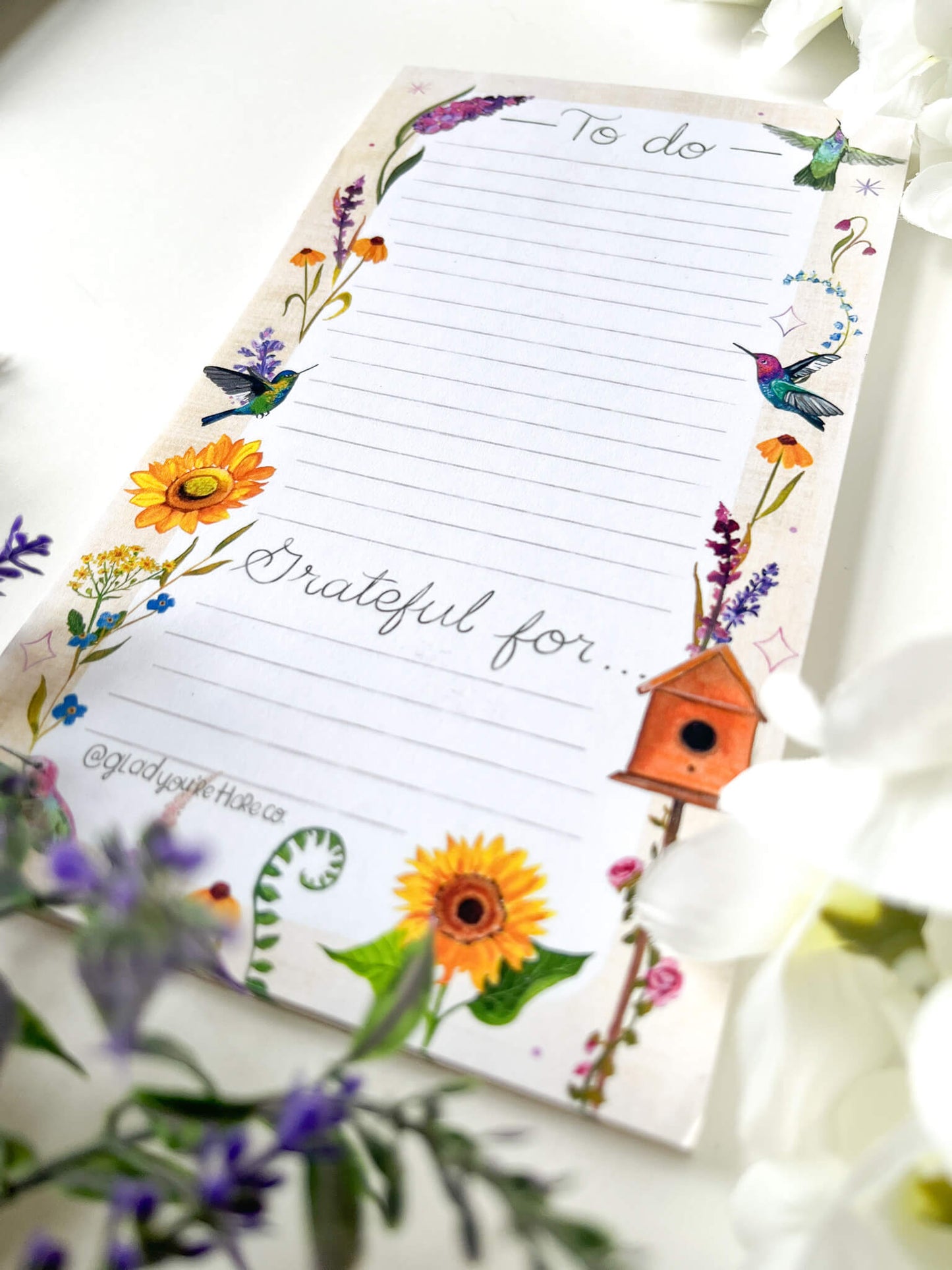Hummingbird Floral Notepad