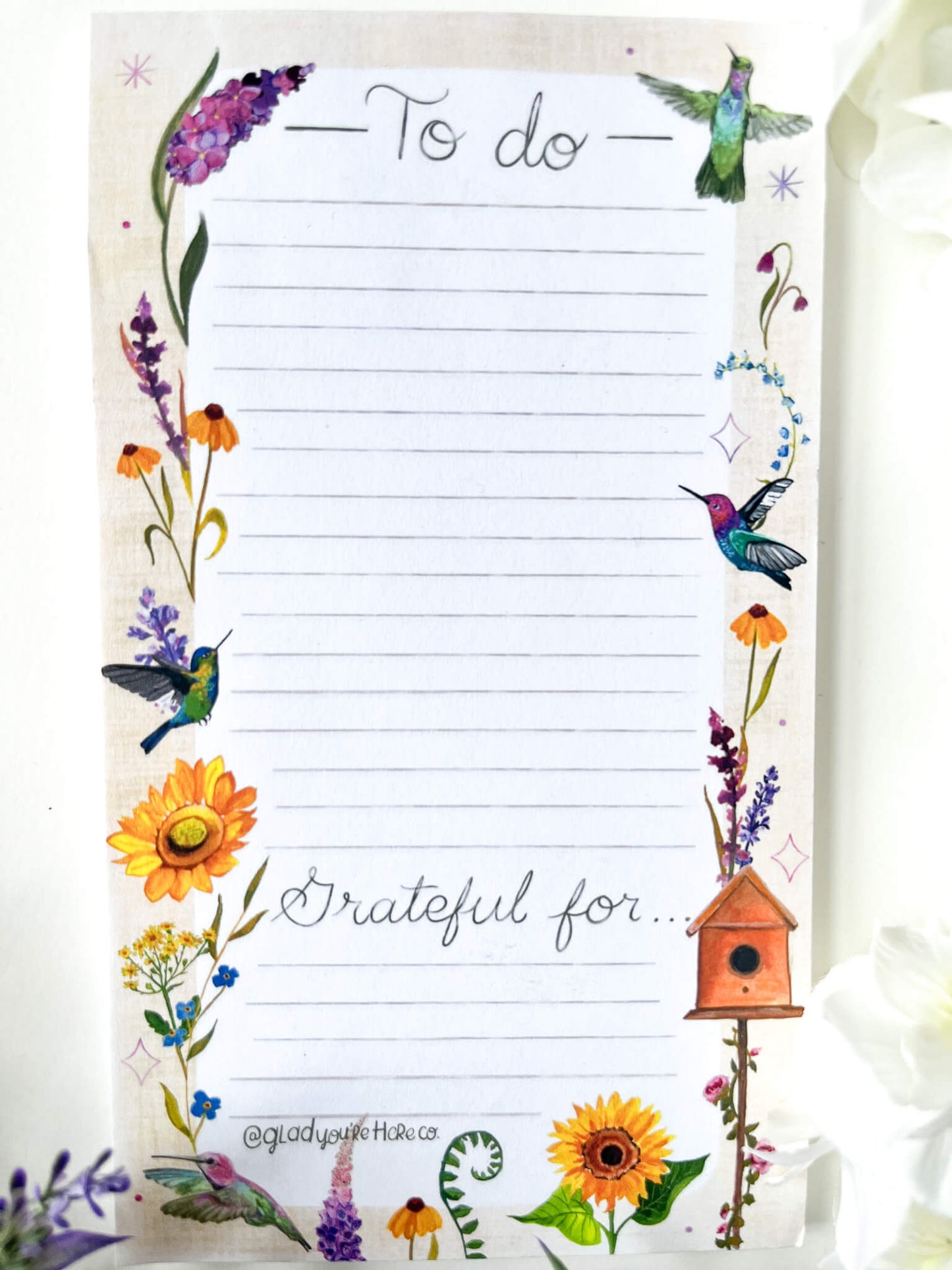 Hummingbird Floral Notepad