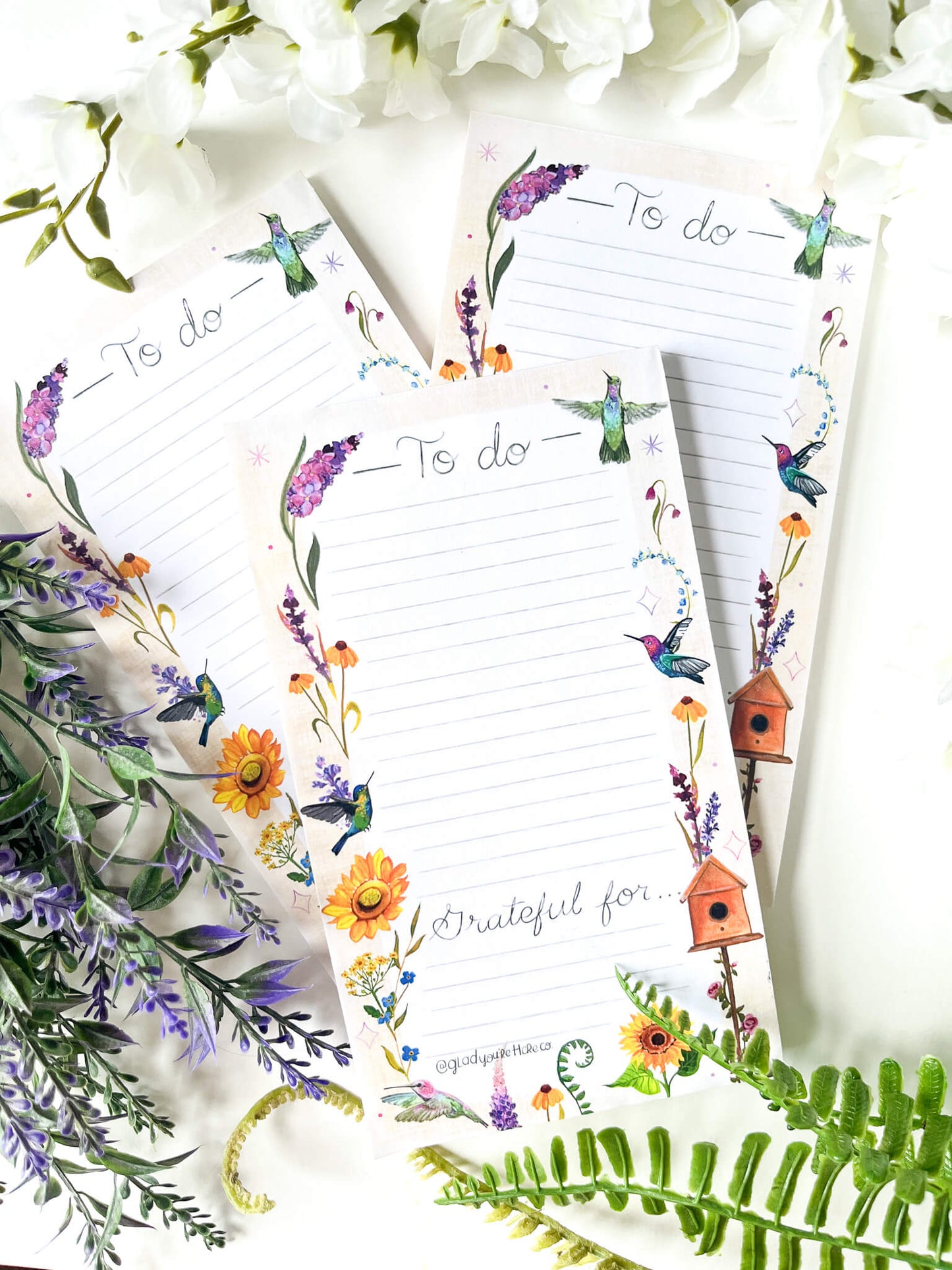 Hummingbird Floral Notepad