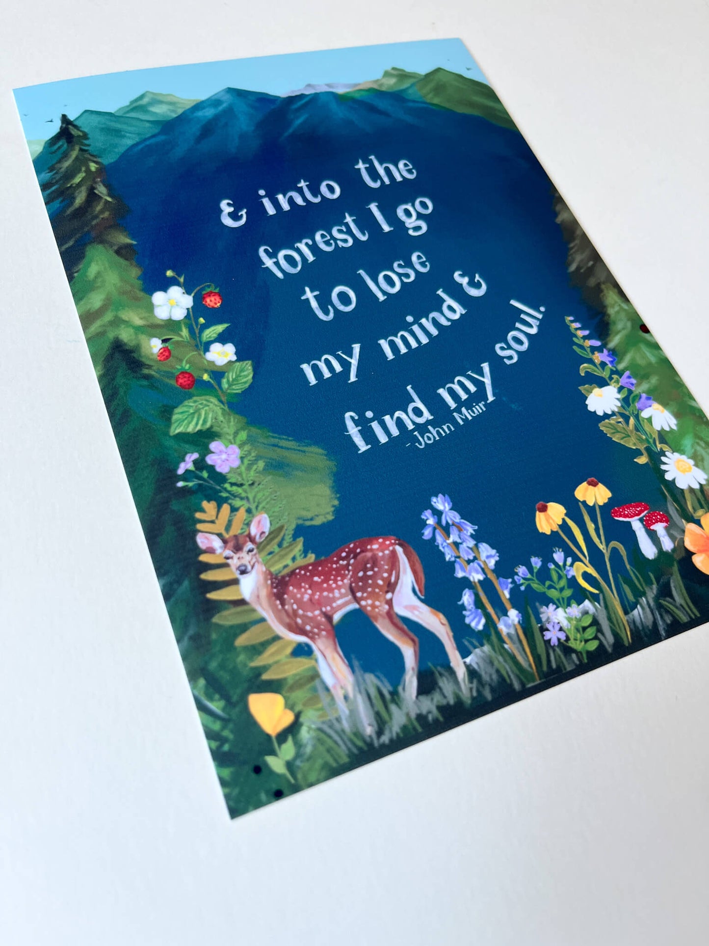 Mountain Forest Art Print – “Into the Forest” Quote by John Muir | 5×7, 8×10, 11×14 | Satin Finish Photo Paper