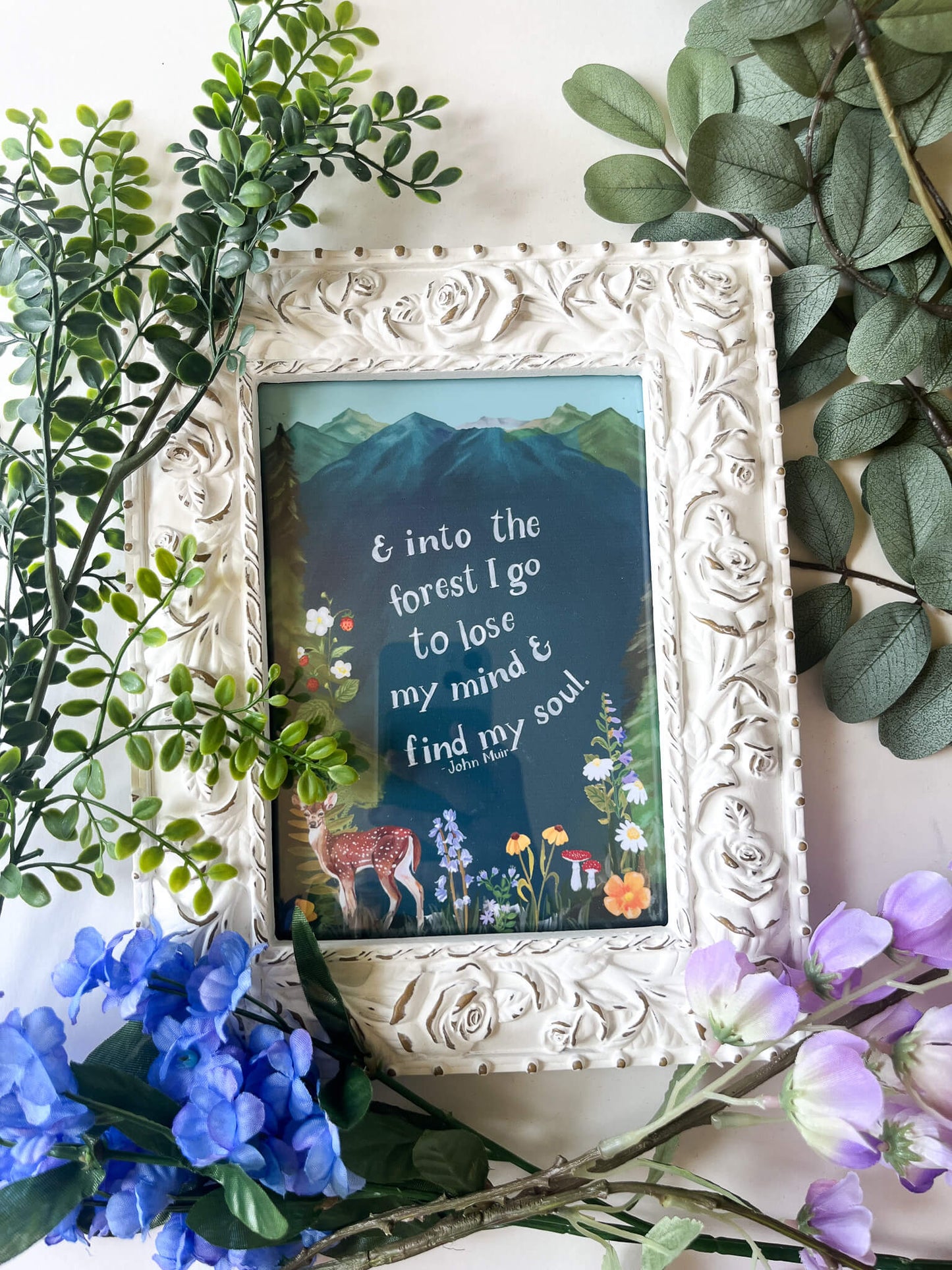 Forest Adventure Art Print Set – 2-Pack Matching Nature Prints with Hiking Boots & Mountain Quote | 5×7, 8×10, or 11×14