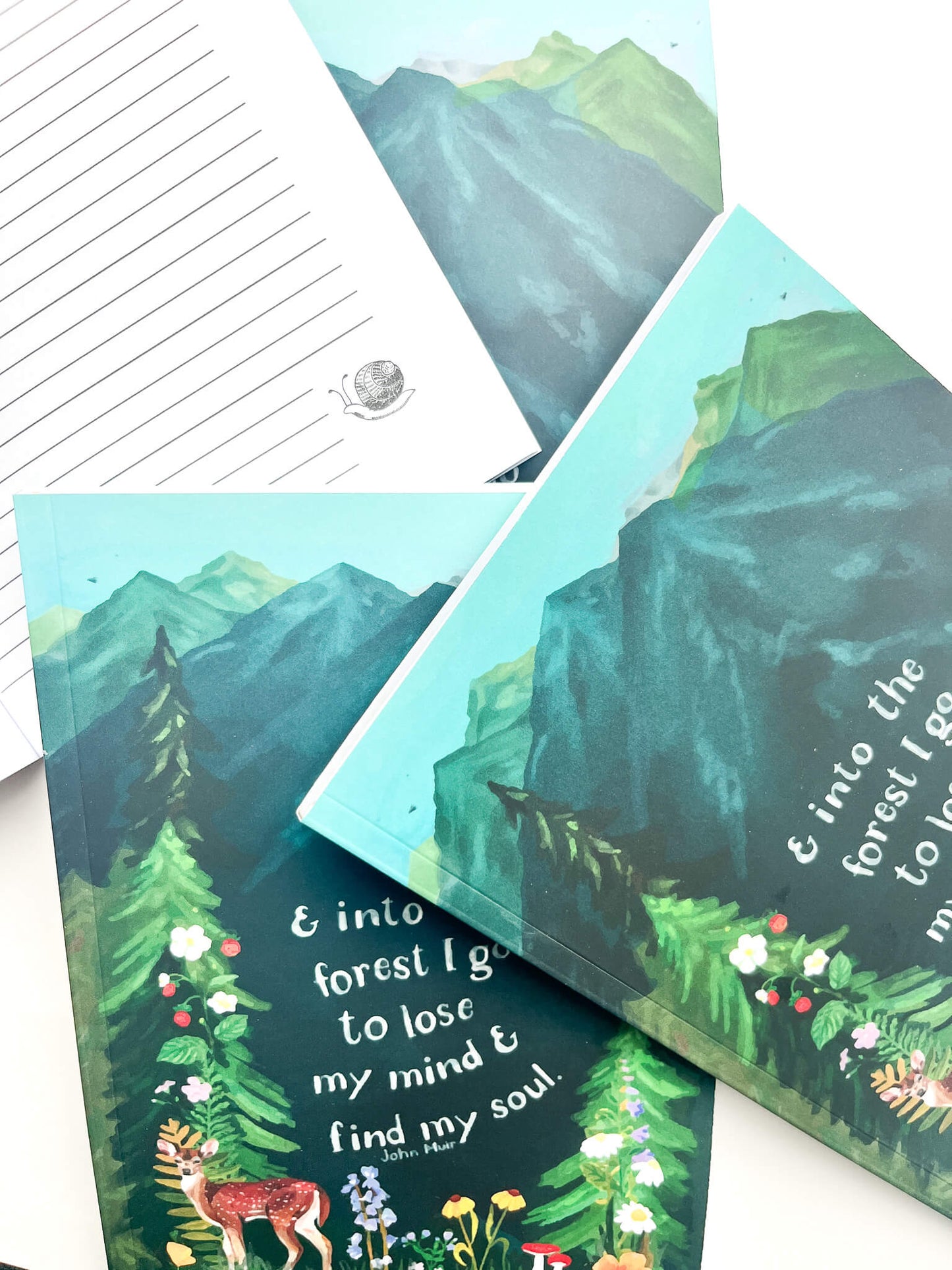 Wilderness Forest Notebook – Softcover, 100 Lined Pages, Nature Corner Art, Inspirational John Muir Quote