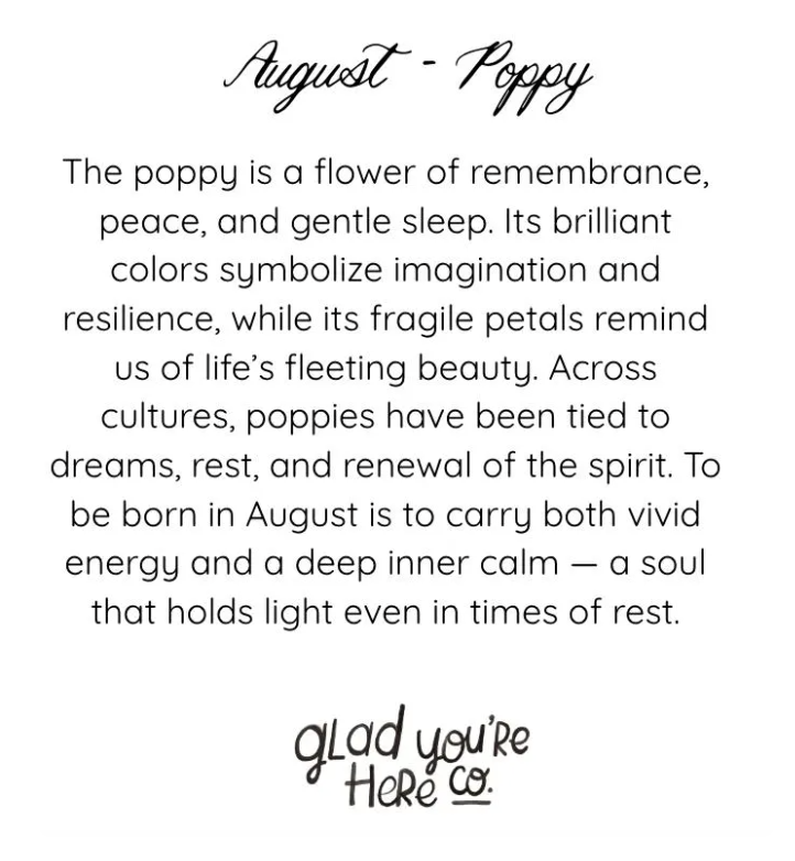 August Birth Month Flower Greeting Card – Poppy Flower Painting Birthday Card – Hand-Painted Vintage Botanical Card with Envelope