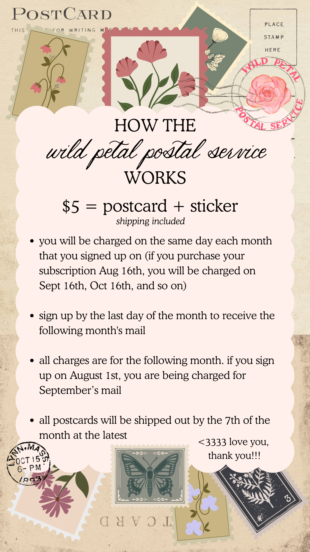 Wild Petals Postal Service - Monthly Postcard Subscription