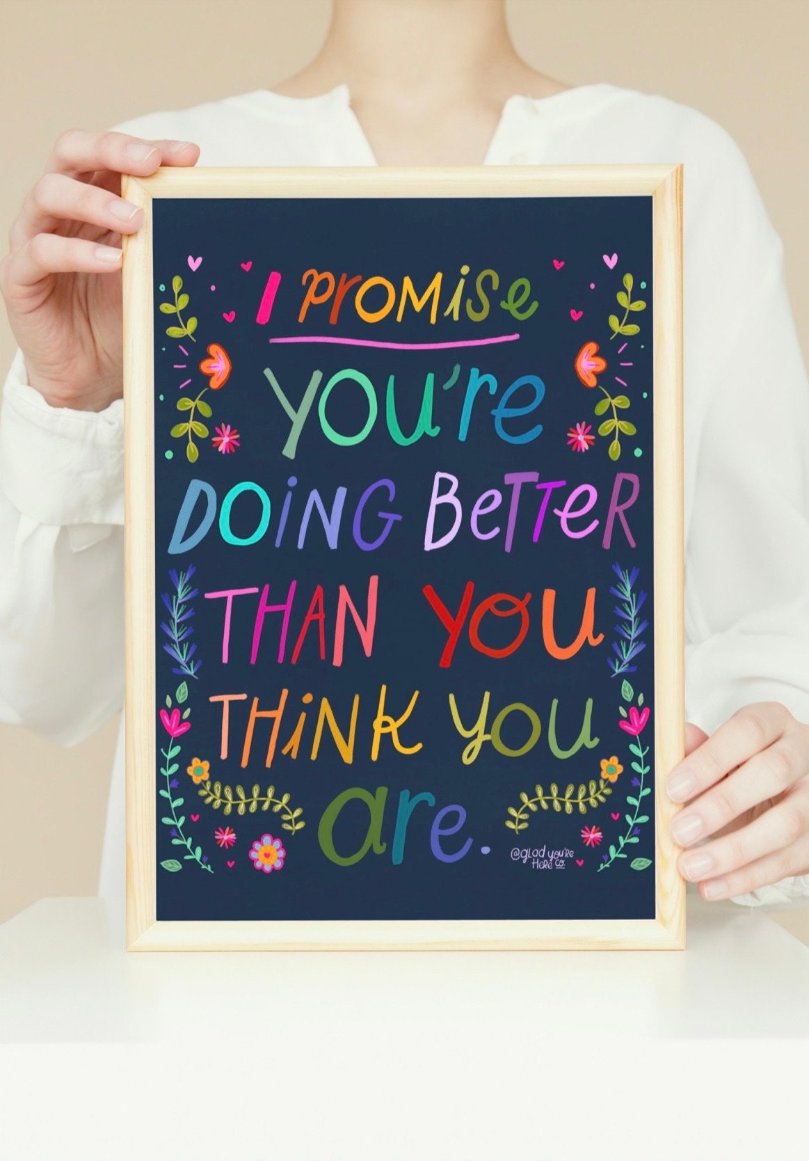 You’re Doing Better Than You Think You Are Rainbow Wall Art - Art Print Home Decor | Light and Dark Versions