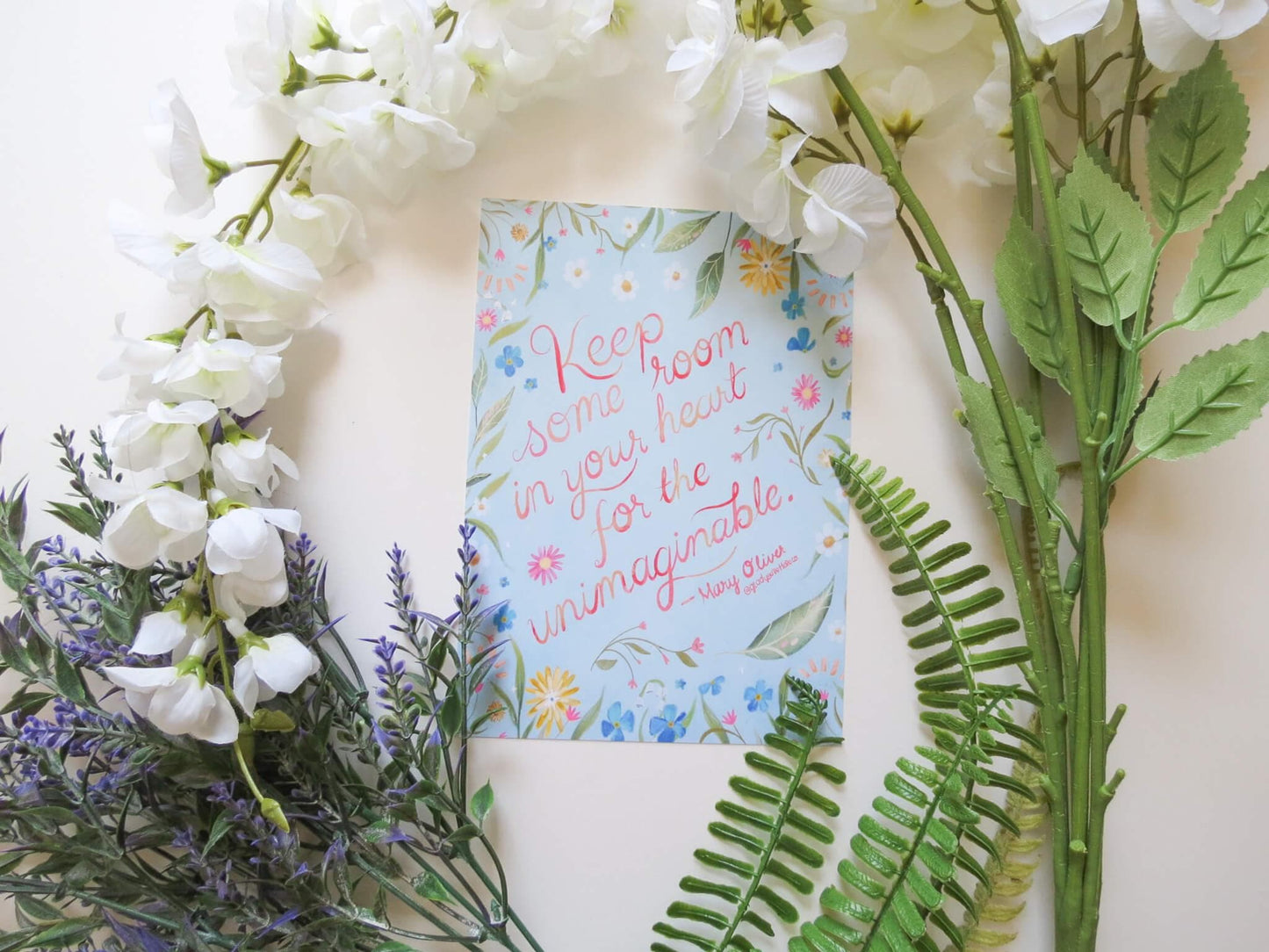 Keep Some Room Mary Oliver Art Print • Whimsical Floral Poem Mary Oliver • Hope & Healing Wall Art 5x7, 8x10, 11x14
