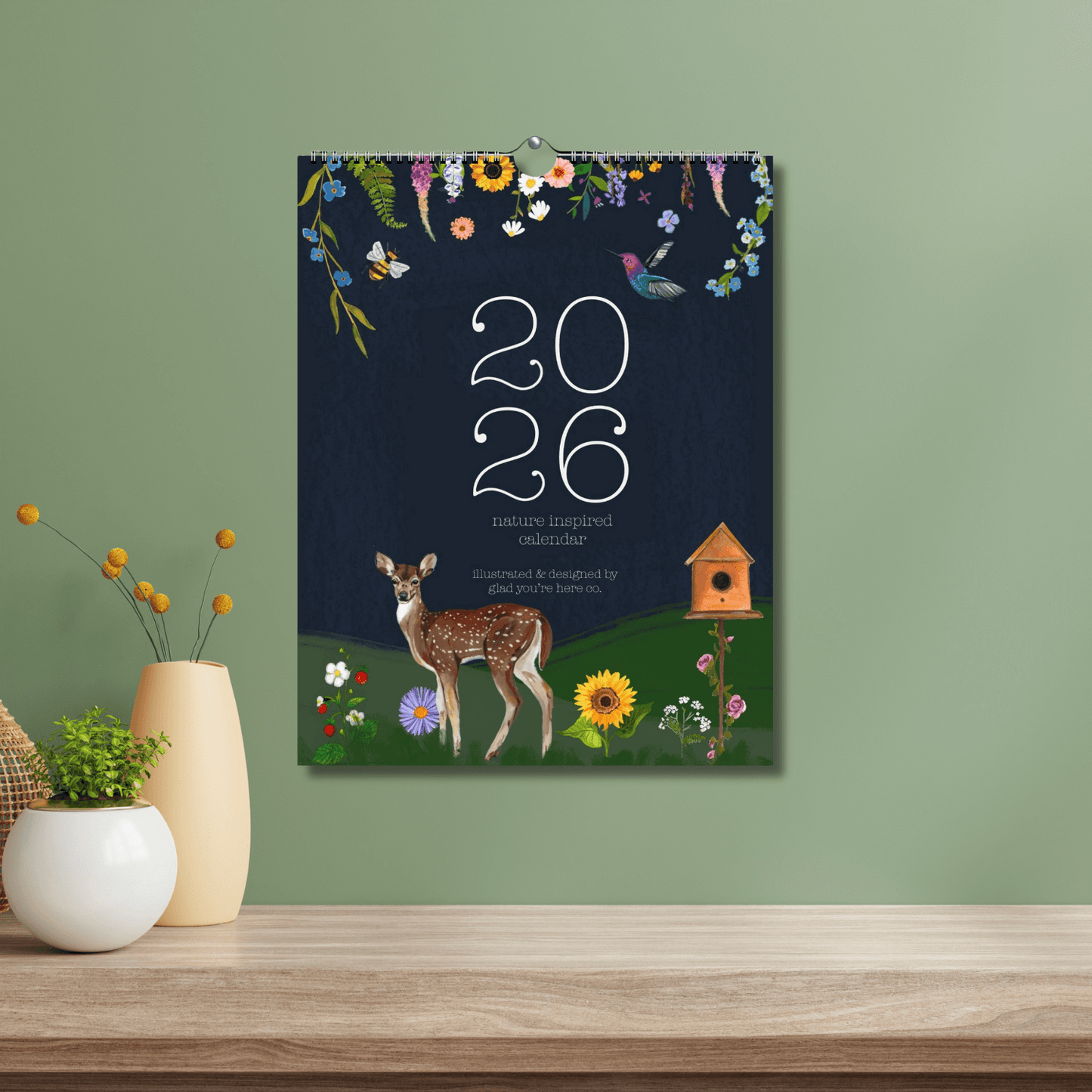 2026 Nature-Inspired Wall Calendar – Botanical & Floral Artwork | 12-Month Hanging Calendar with Hand-Painted Illustrations (Pre-Order Ships Sept. 15)
