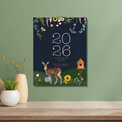 2026 Nature-Inspired Wall Calendar – Botanical & Floral Artwork | 12-Month Hanging Calendar with Hand-Painted Illustrations (Pre-Order Ships Sept. 15)