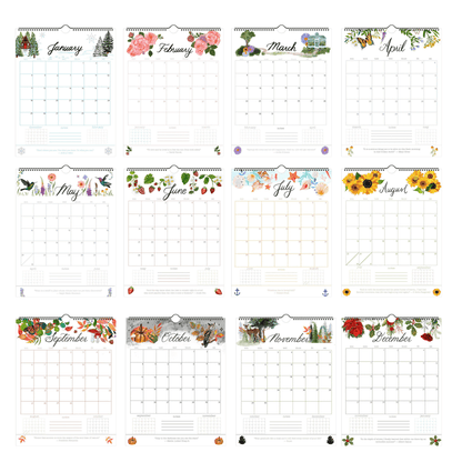2026 Nature-Inspired Wall Calendar – Botanical & Floral Artwork | 12-Month Hanging Calendar with Hand-Painted Illustrations (Pre-Order Ships Sept. 15)