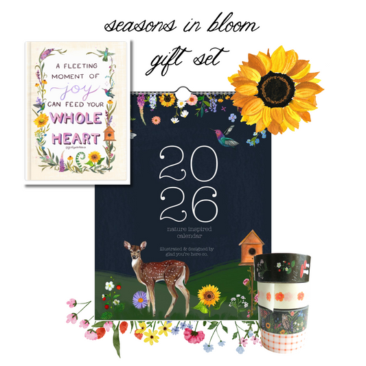 Seasons in Bloom Gift Set – 2026 Calendar + Nature-Inspired Stationery Bundle