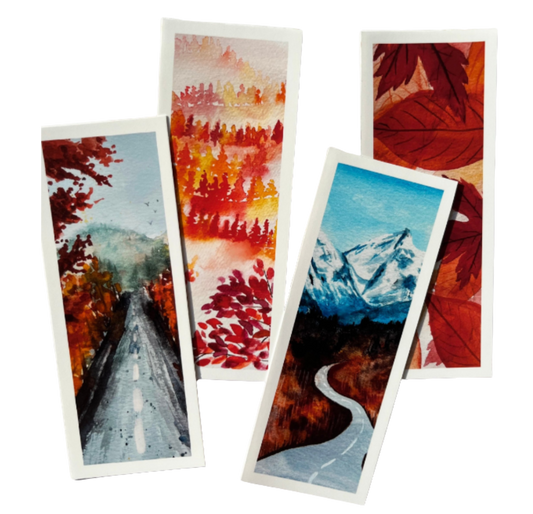 Autumn / Fall Leaves Landscape Watercolor Bookmarks 4-Pack