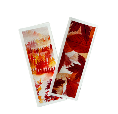 Autumn / Fall Leaves Landscape Watercolor Bookmarks 4-Pack