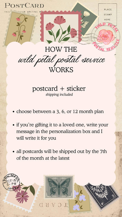 Wild Petals Postal Service - Monthly Postcard Subscription
