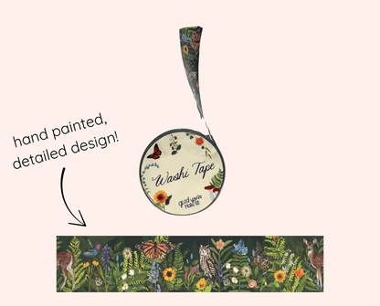 Washi Tape Set – Nature-Inspired 4-Pack | Forest, Mushroom, Floral & Plaid Designs | 20mm x 20m Each