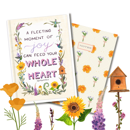 Poppy & Hummingbird Notebook Duo – Softcover, 2‑Pack, 100‑Page Lined Journals with Floral & Bird Artwork