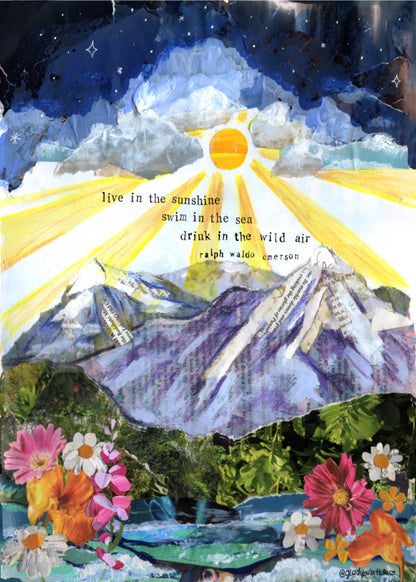 Mountain Collage Art Print Inspirational Landscape | Artful Spirit