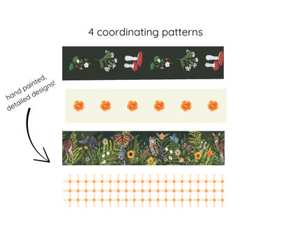 Orange Poppy Washi Tape – Minimal Floral Grid Pattern | 20mm x 20m each Decorative Stationery Tape