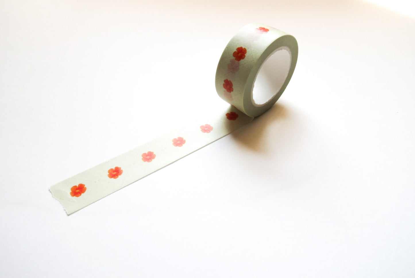 Orange Poppy Washi Tape – Minimal Floral Grid Pattern | 20mm x 20m each Decorative Stationery Tape