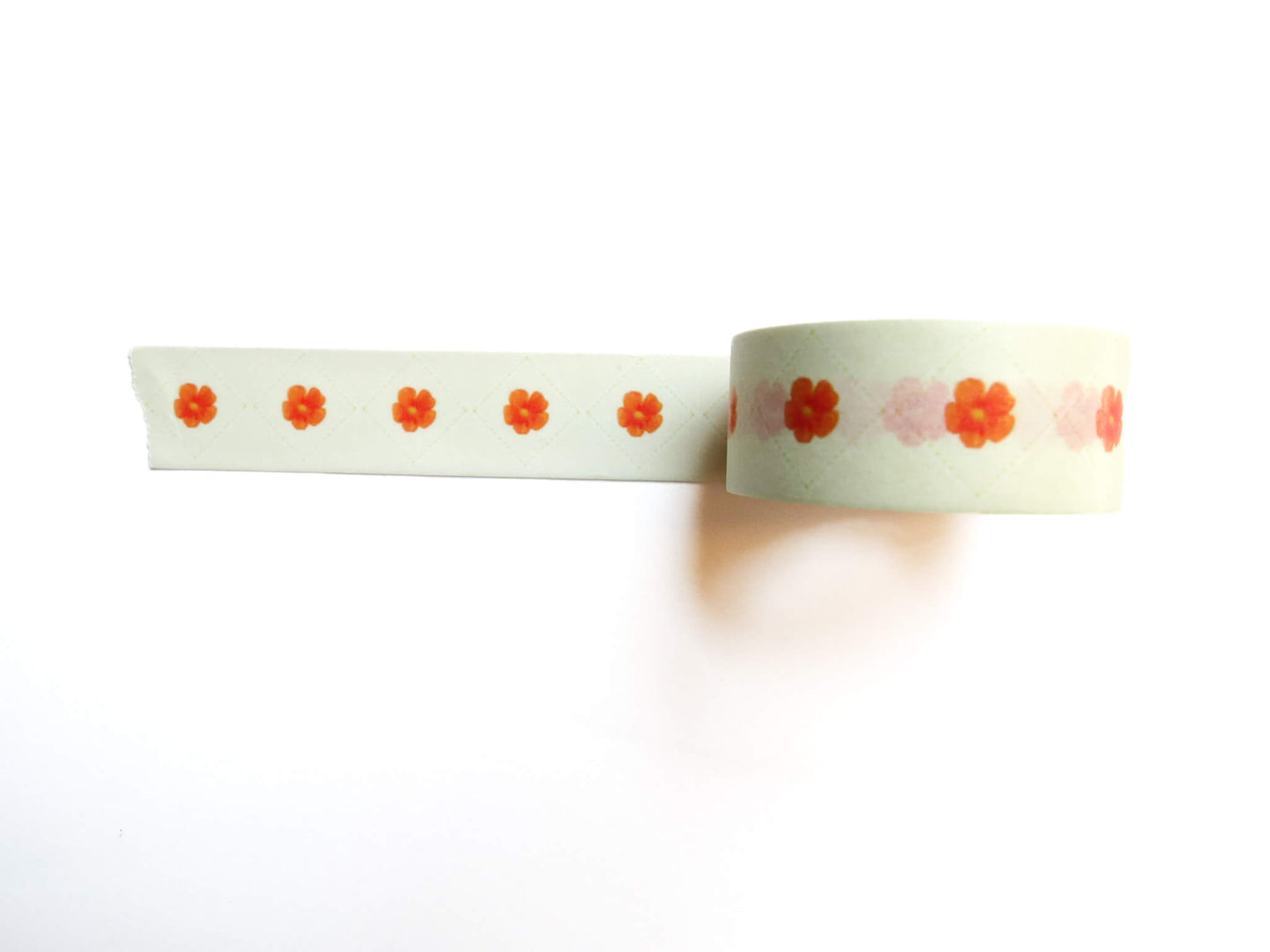 Orange Poppy Washi Tape – Minimal Floral Grid Pattern | 20mm x 20m each Decorative Stationery Tape