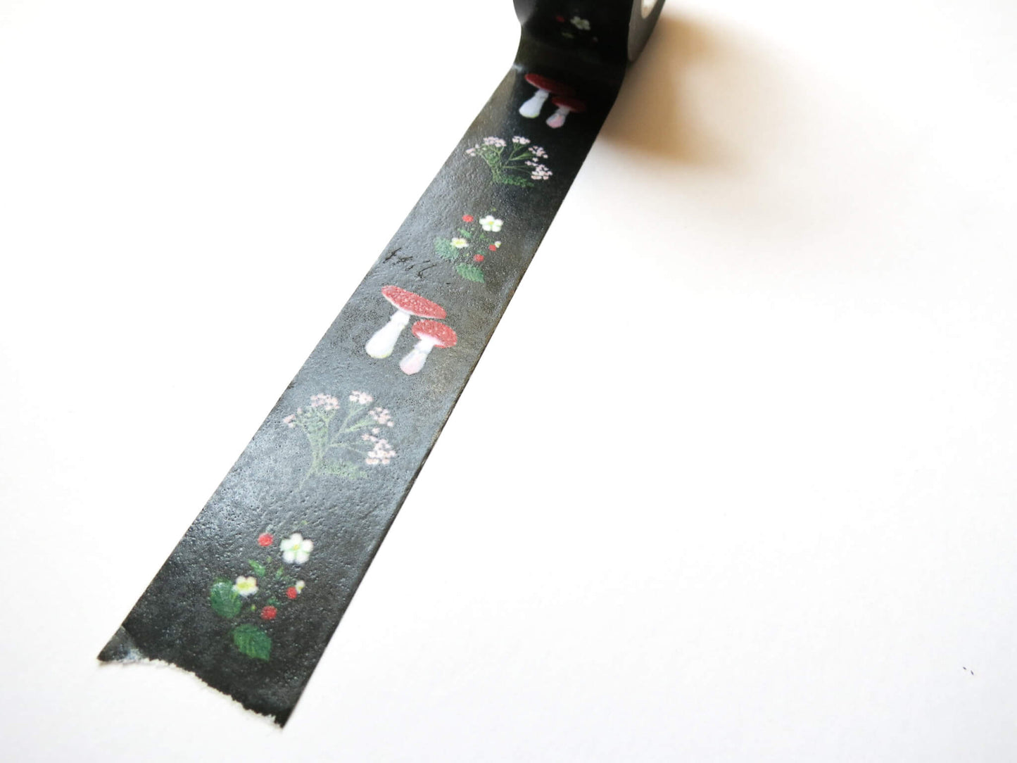 Mushroom & Wild Strawberries Washi Tape – Forest Fungi & Botanical Pattern | 20mm x 20m each Decorative Tape