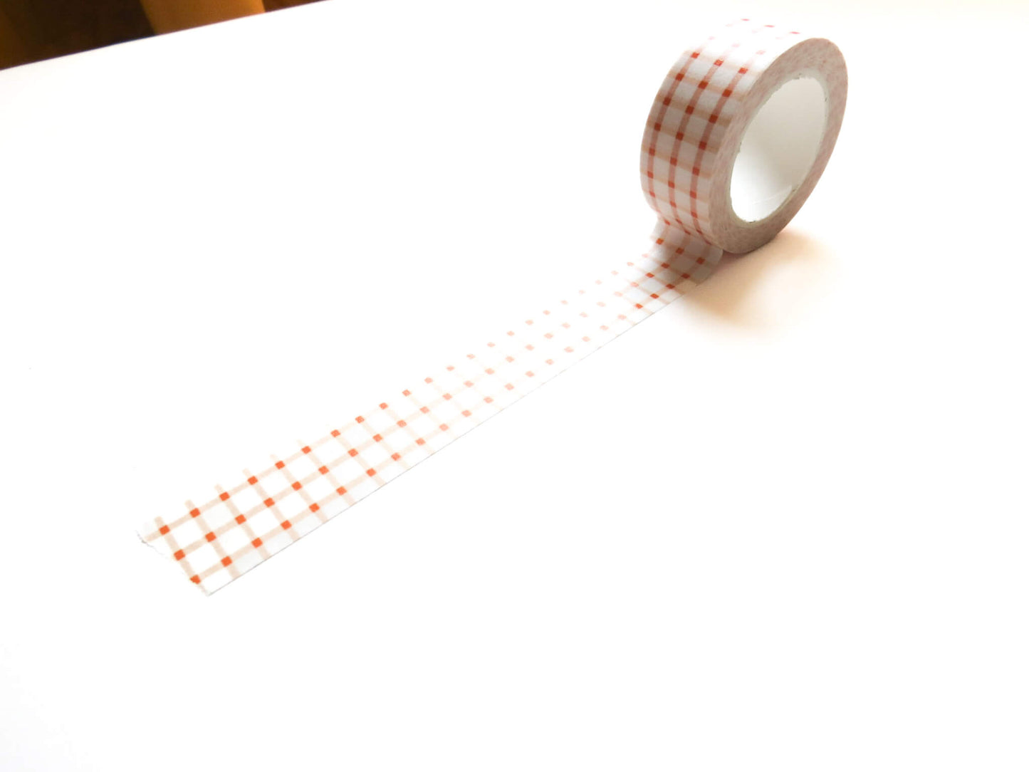 Orange Gingham Washi Tape – Minimal Grid Pattern | 20mm x 20m eachDecorative Planner & Craft Tape