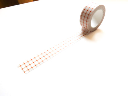 Orange Gingham Washi Tape – Minimal Grid Pattern | 20mm x 20m eachDecorative Planner & Craft Tape