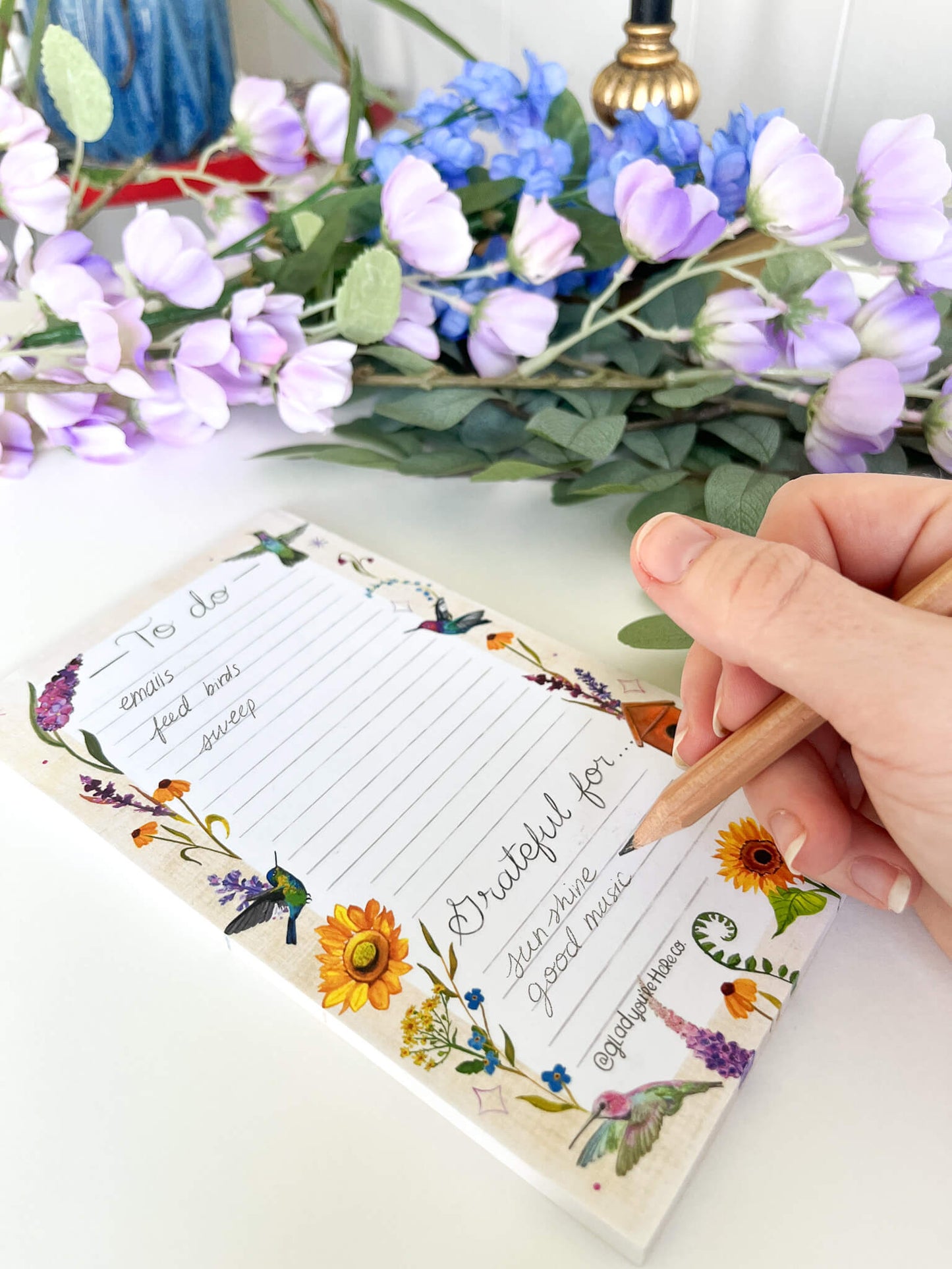 Hummingbird Floral Notepad