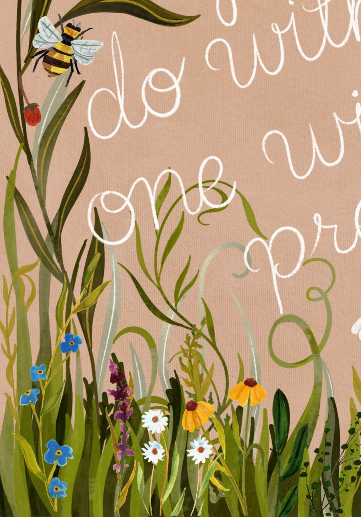 Mary Oliver Quote Print — “One Wild & Precious Life” Nature Art Print, Hand‐Painted Gouache, Inspirational Poetry Wall Decor, Three Sizes