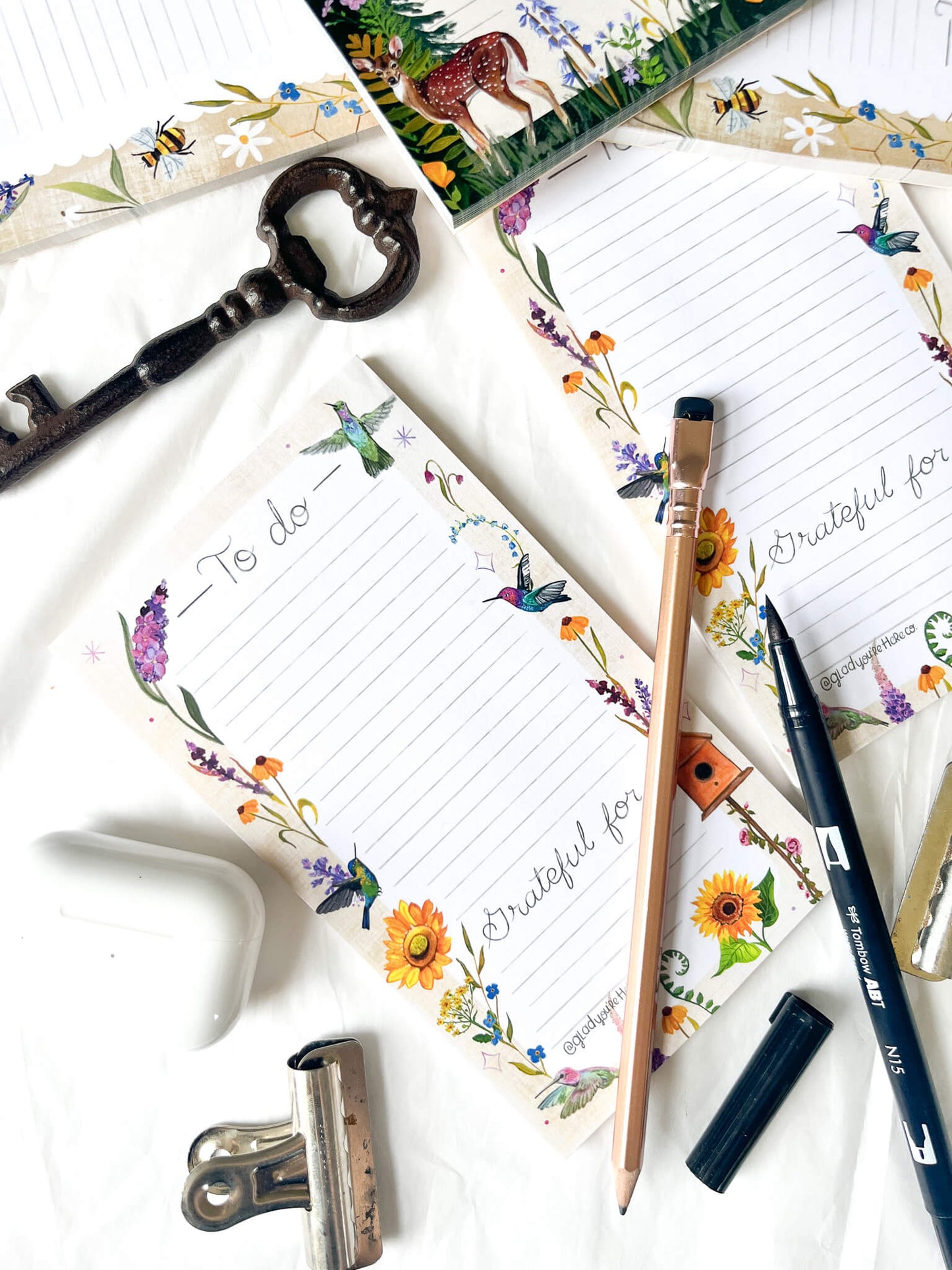 Hummingbird Floral Notepad