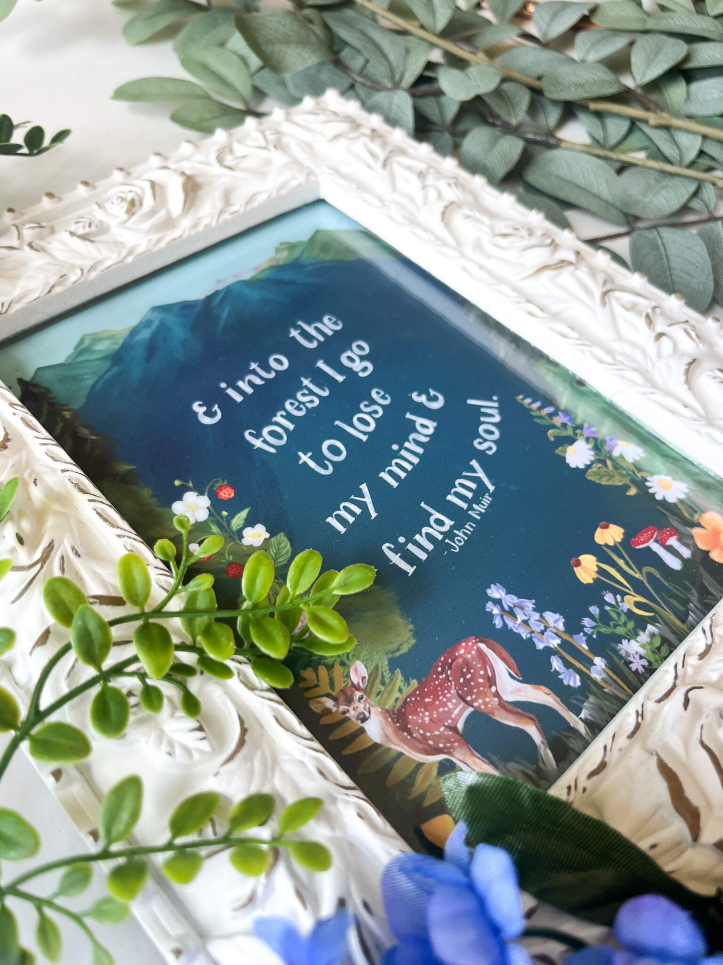 Mountain Forest Art Print – “Into the Forest” Quote by John Muir | 5×7, 8×10, 11×14 | Satin Finish Photo Paper