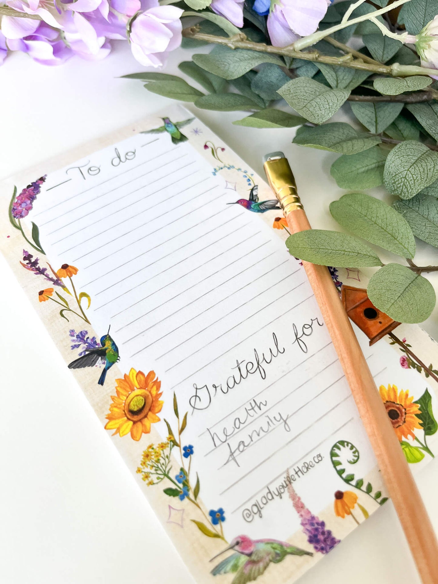 Hummingbird Floral Notepad