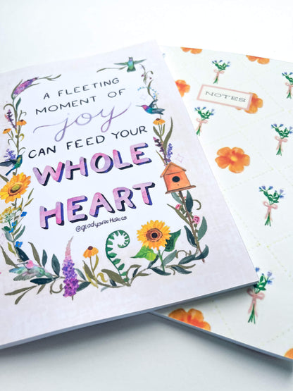 Poppy & Hummingbird Notebook Duo – Softcover, 2‑Pack, 100‑Page Lined Journals with Floral & Bird Artwork