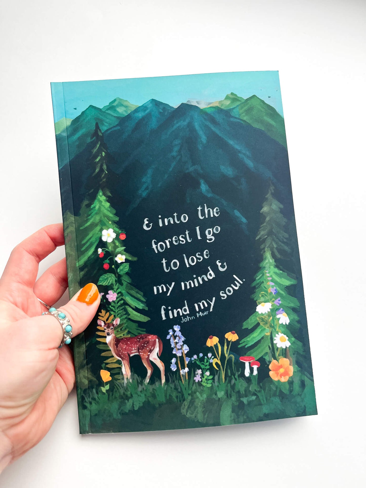 Wilderness Forest Notebook – Softcover, 100 Lined Pages, Nature Corner Art, Inspirational John Muir Quote