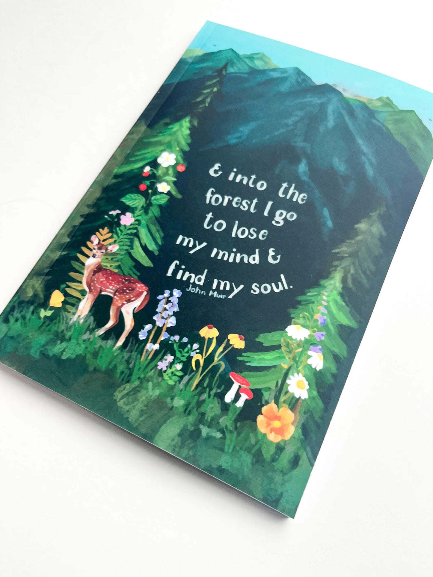 Wilderness Forest Notebook – Softcover, 100 Lined Pages, Nature Corner Art, Inspirational John Muir Quote