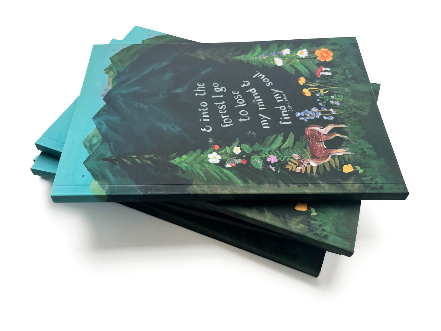Wilderness Forest Notebook – Softcover, 100 Lined Pages, Nature Corner Art, Inspirational John Muir Quote