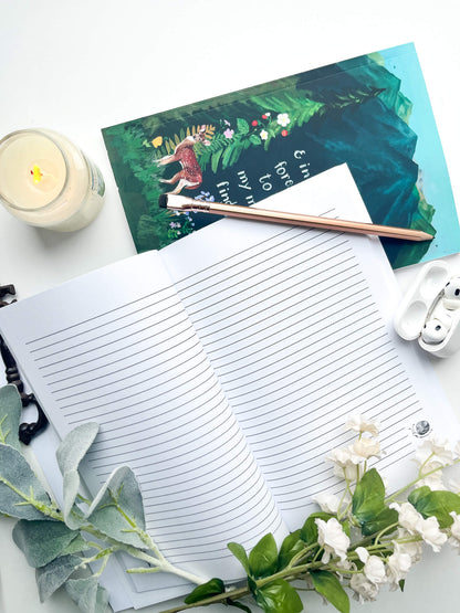 Nature-Inspired Notebook Set – Hand-Painted Mushroom & Wilderness Quote Designs – 2-Pack Lined Journals with Illustrated Pages