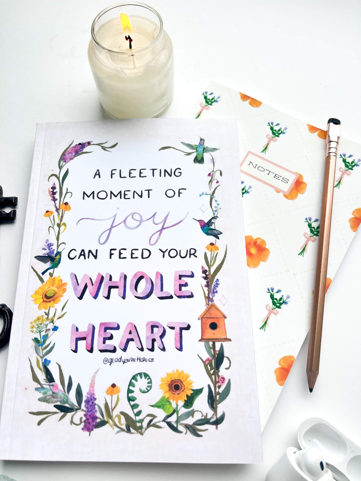 Poppy & Hummingbird Notebook Duo – Softcover, 2‑Pack, 100‑Page Lined Journals with Floral & Bird Artwork