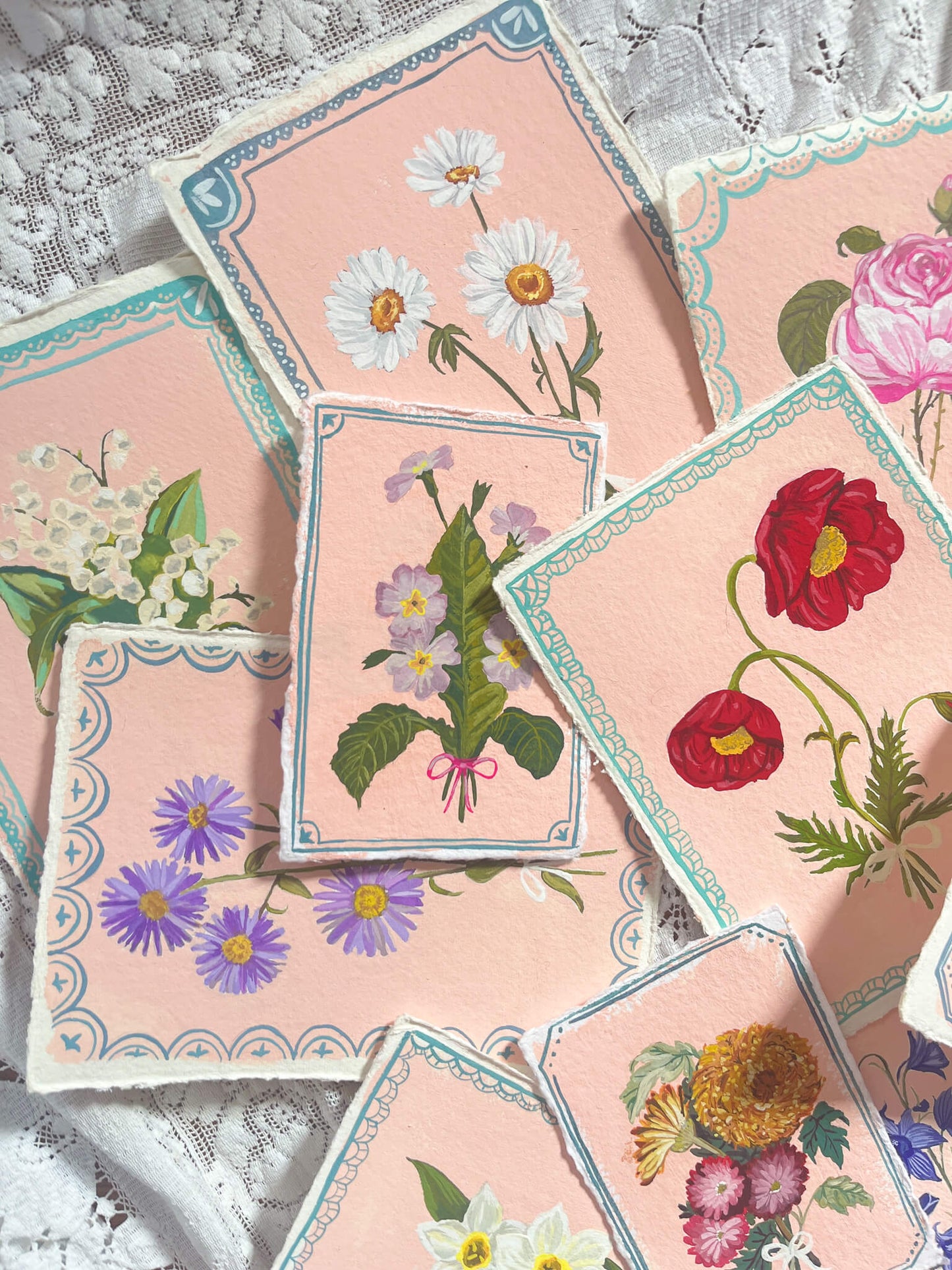 Original February Birth Month Flower Art - Primrose Vintage Flower Painting on Handmade Paper – Hand-Painted Botanical Gift