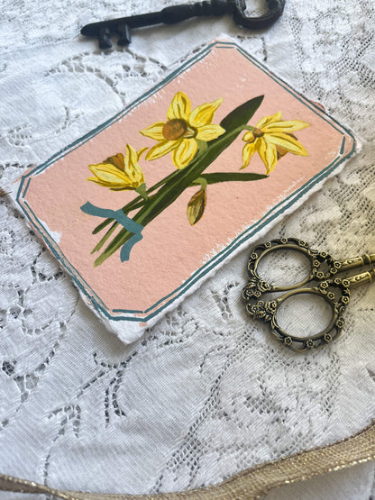 Original March Birth Month Flower - Daffodil Flower Painting – Vintage Botanical Art for Spring, Joy & New Beginnings