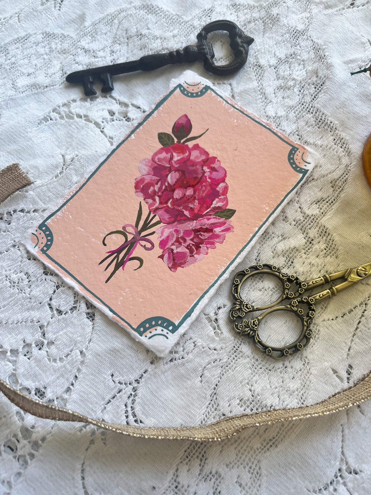 Original January Birth Month Flower Art - Carnation Flower Painting on Handmade Paper – Vintage Botanical Watercolor for Gift or Display