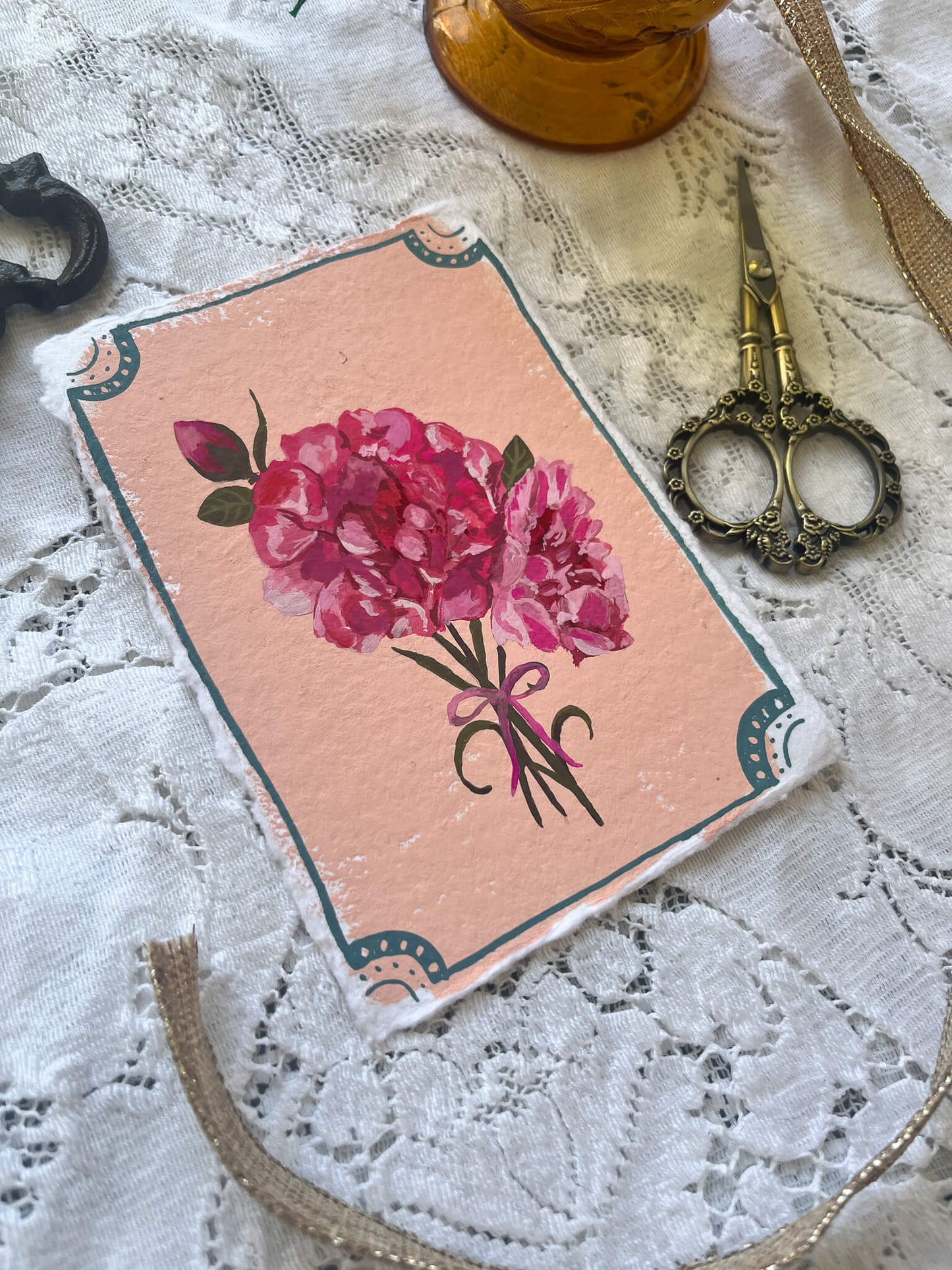 Original January Birth Month Flower Art - Carnation Flower Painting on Handmade Paper – Vintage Botanical Watercolor for Gift or Display