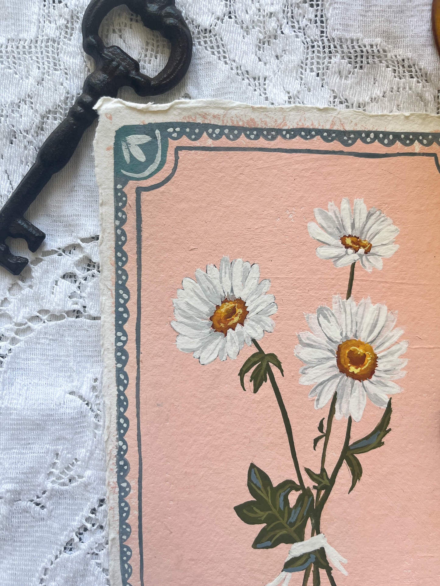 Original April Birth Flower Painting – Daisy Art on Handmade Paper – Vintage Botanical  Wall Art for Cheer & Optimism