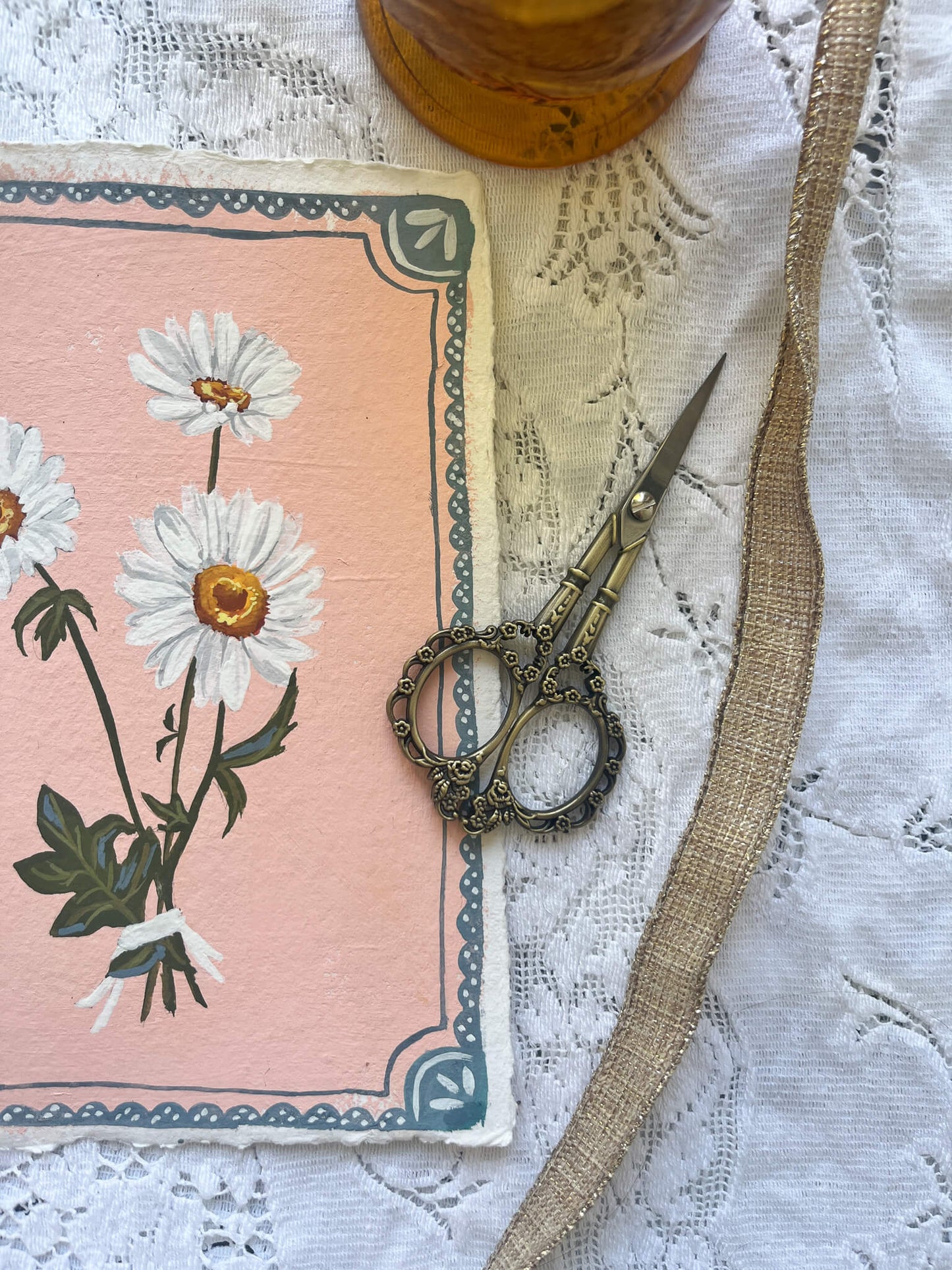 Original April Birth Flower Painting – Daisy Art on Handmade Paper – Vintage Botanical  Wall Art for Cheer & Optimism