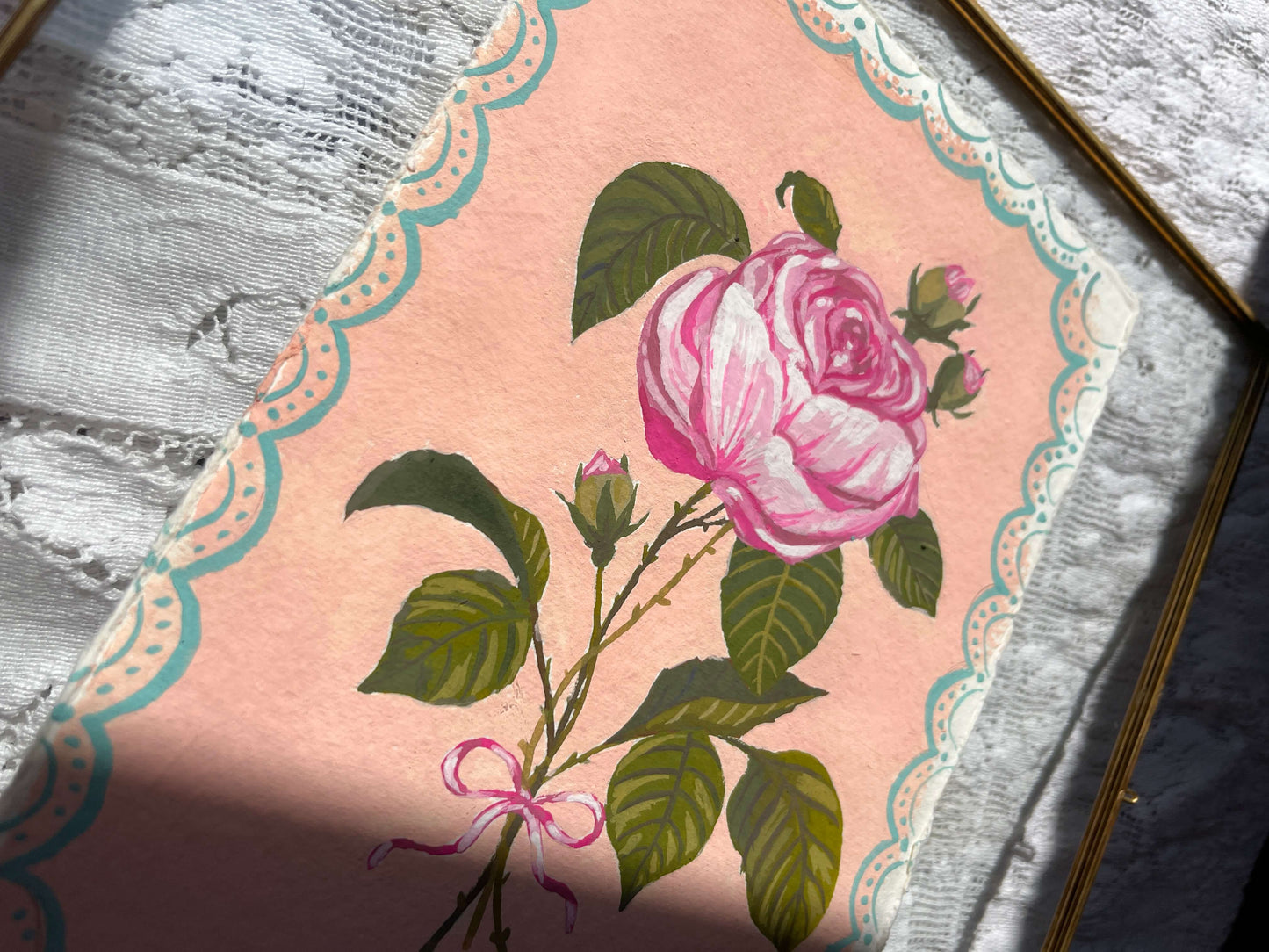 Original June Birth Flower Painting – Vintage Botanical Art on Handmade Paper – Hand-Painted Wall Art of Beauty & Passion