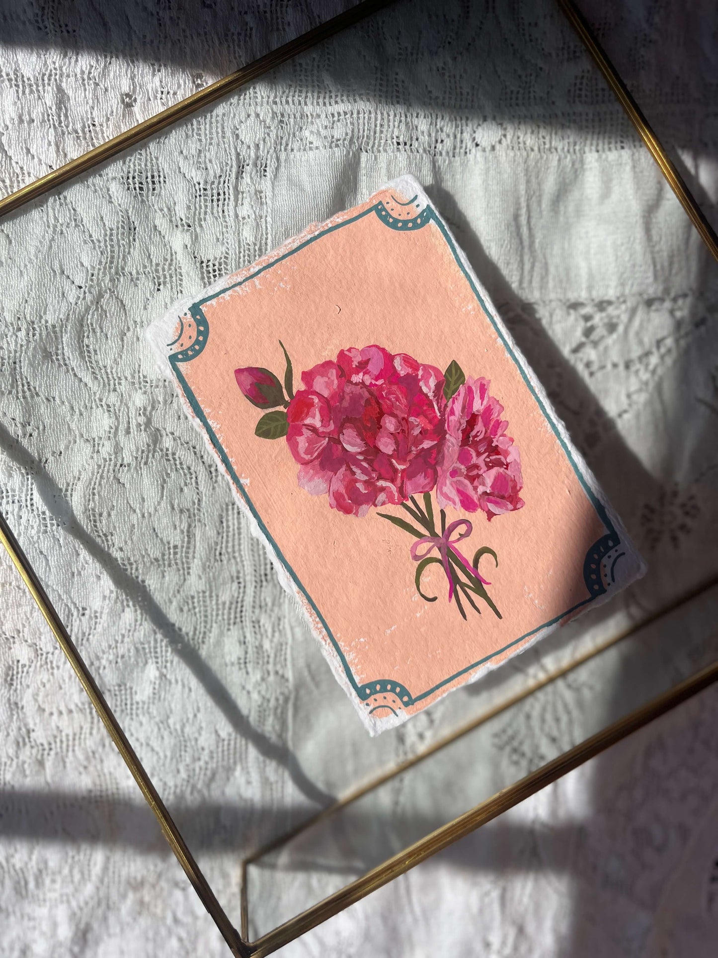 Original January Birth Month Flower Art - Carnation Flower Painting on Handmade Paper – Vintage Botanical Watercolor for Gift or Display