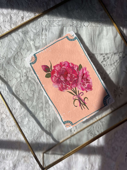 Original January Birth Month Flower Art - Carnation Flower Painting on Handmade Paper – Vintage Botanical Watercolor for Gift or Display