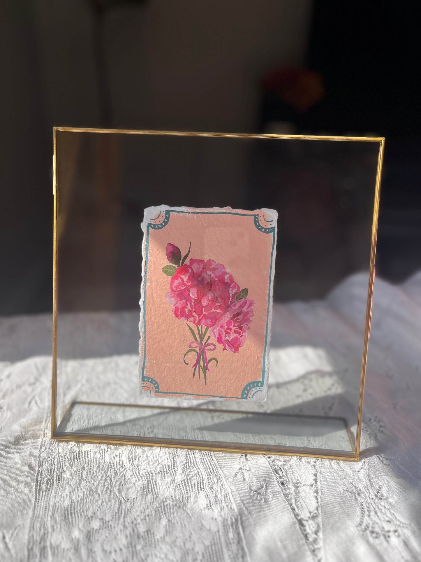 Original January Birth Month Flower Art - Carnation Flower Painting on Handmade Paper – Vintage Botanical Watercolor for Gift or Display
