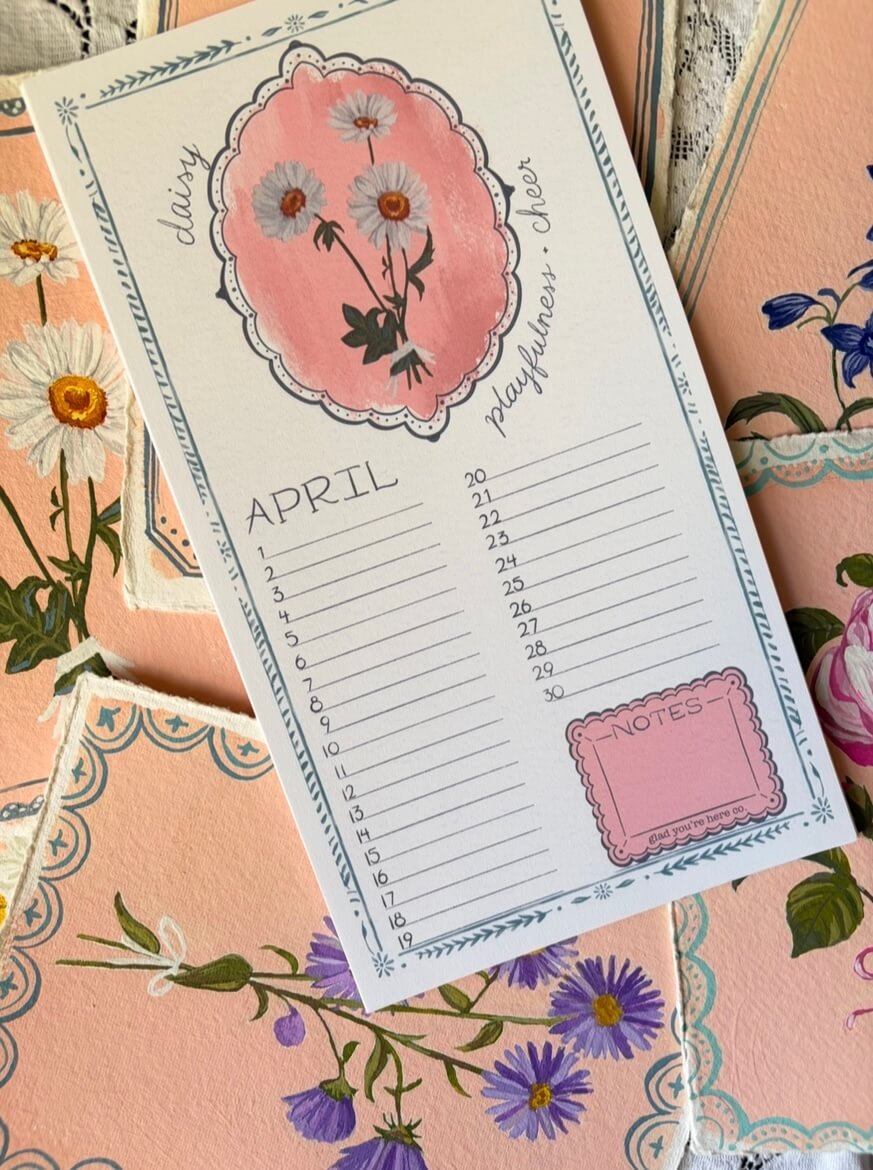 Birth Month Flower Perpetual Calendar | Vintage Floral Wall Hanging Calendar | Birthday Calendar | Notes & Special Dates Organizer
